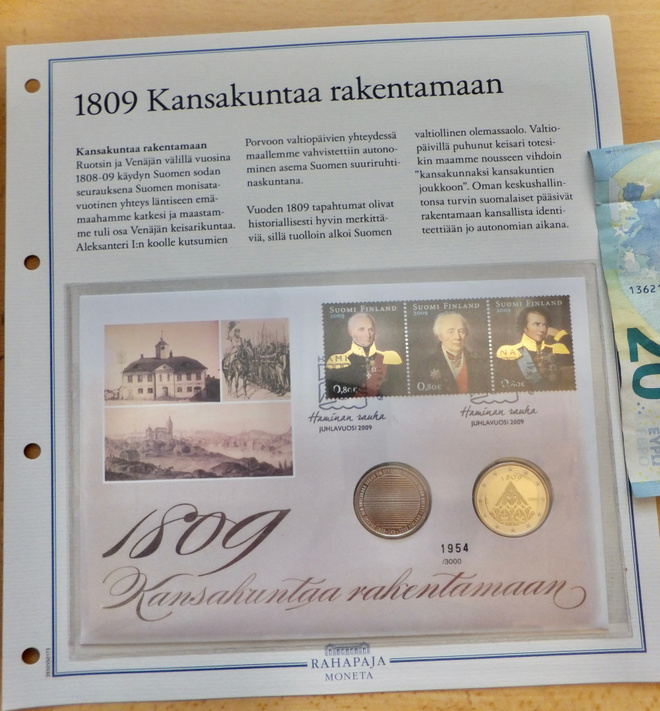 VANHA Rahakrije Juhlavuosi 1809 2€  + Ruotsi 1 kr
