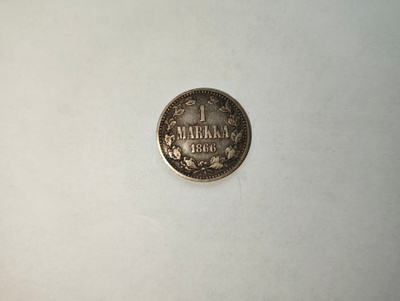 1 Markka vuodelta 1866 Hopeaa