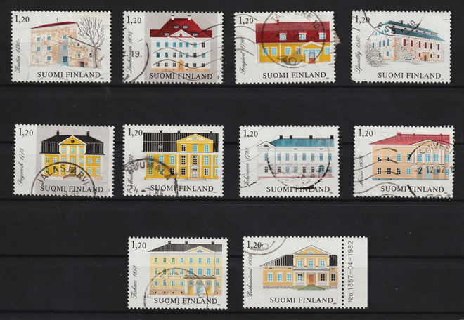 1982 Suomalaisia kartanoita merkkisarja leimattuna