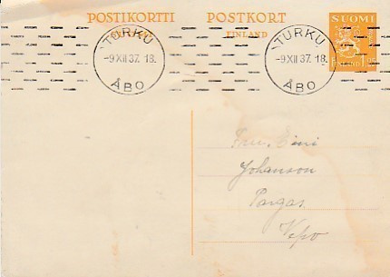 Postikortti, TURKU Paraisille v 1937