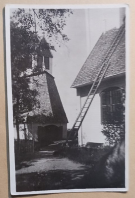 Tornio, kirkko ja kellotapuli, valokuvapk, p. 1934 Ruotsiin