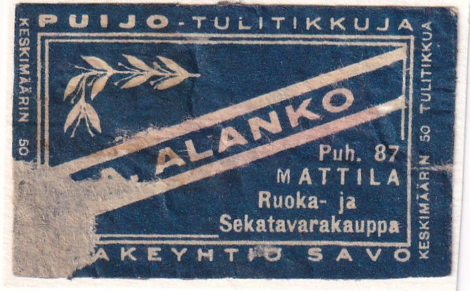Mattila, A. Alanko, Puijo tulitikkuja  b565