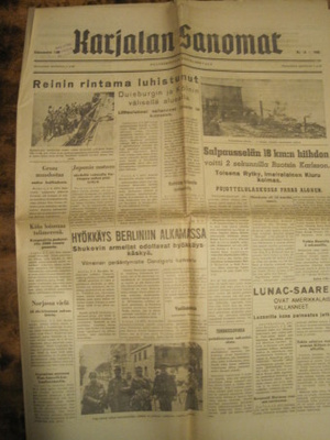 Sanomalehti: Karjalan Sanomat 4.3.1945