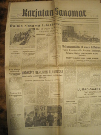 Sanomalehti: Karjalan Sanomat 4.3.1945