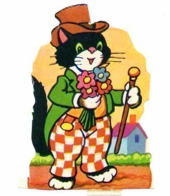 MLP 1434 / Ruutuhousuinen kissa keppi tassussa. HARVINAINEN!