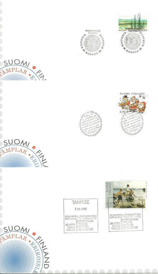 ERIKOISLEIMOJA 1996 - 12 kpl Postin kuoria (4 kuvaa)