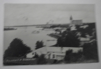 Naantali, Kaivohuone, kirkko ja satamaa, vanha mv pk,p. 1935