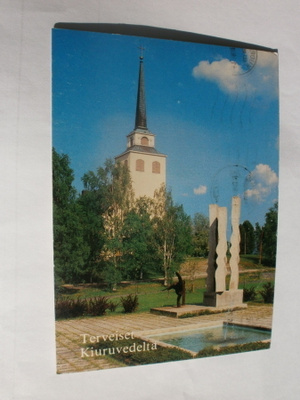 Kiuruvesi, kirkko ja Raivaajapatsas, väripk, p. 1993