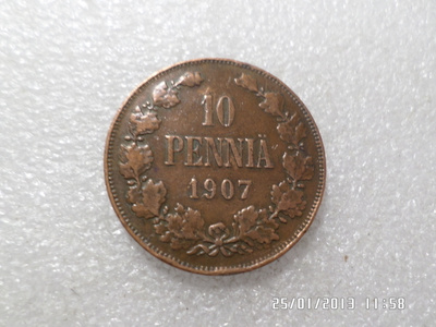 10 penniä 1907 kulkematon.