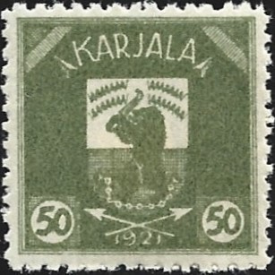1922 Karjala 50 p oliivi ** LaPe K 6 B