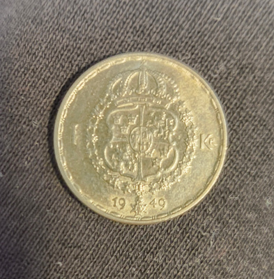 1 kruunu v. 1949, hopeaa