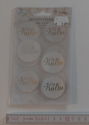 tarra-setti 9 kpl pyöreä muototarra kulta tekstillä