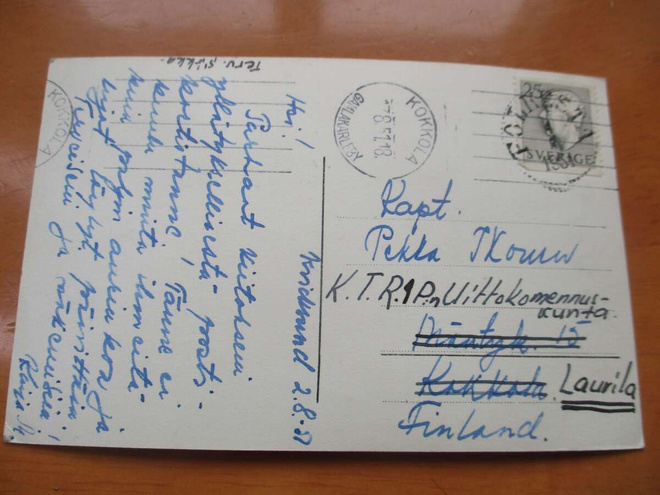 1951 Ruotsi kortti Laurilaan Uittokomennuskunta