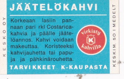 Jäätelökahvi tarvikkeet K-Kaupasta . s52