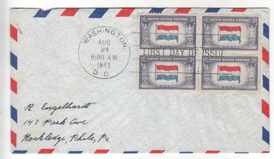 USA FDC 1943 Overrun Countries