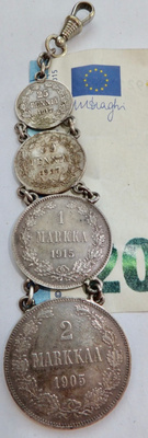 VANHA Avaimenperä Kolikoista mm 2 mk 1905
