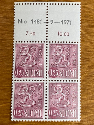 LEIJONA MALLI 1963 0,25MK Typ ll NUMERO NELIÖ**