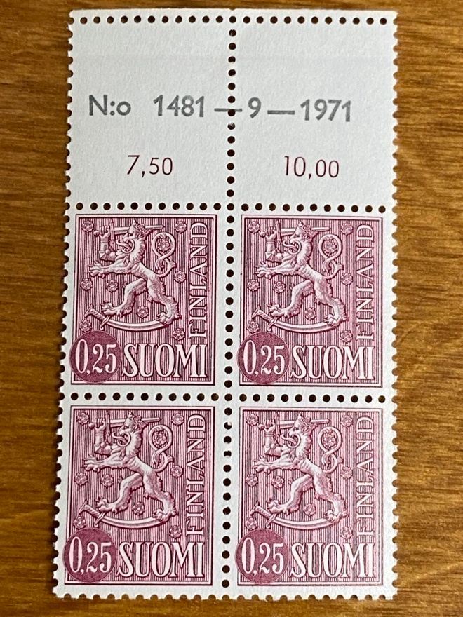 LEIJONA MALLI 1963 0,25MK Typ ll NUMERO NELIÖ**
