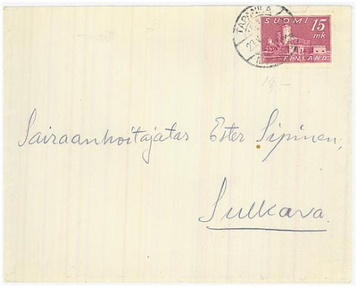 1945 15mk Olavinlinna kirje