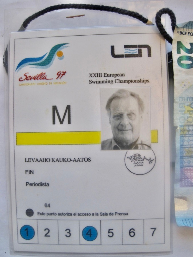 VANHA Kisapassi Uinti EM-Kisat 1997 Sevilla Espanja Lehdistö