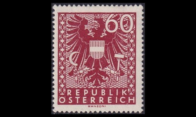 Itävalta 714 ** Käyttösarja vaakuna 60 Pfg (1945)
