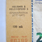 VANHA Lippu VR Rautatie Istumapaikka Helsinki 1960-l - pikkukuva 1
