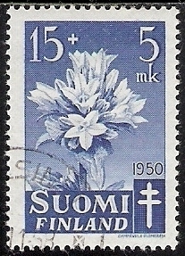 1950 TUB merkki Peurankello 15 + 5 mk leimattu LaPe 387