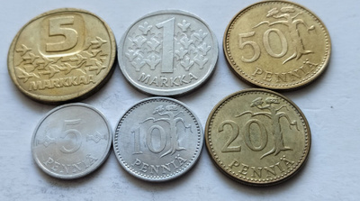 5 p - 5 mk, circ+unc, v. 1984