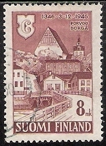 1946 Porvoon 600-vuotisjuhla 8 mk leimattu LaPe 320