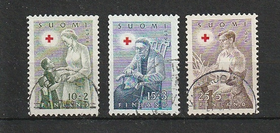 1954 PunaisenRistin-merkkisarja leimattuna