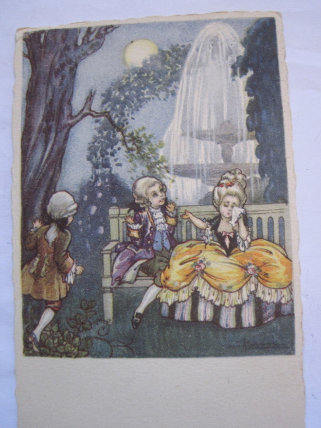 VANHA Postikortti Art Deco Singeerattu 1920-l