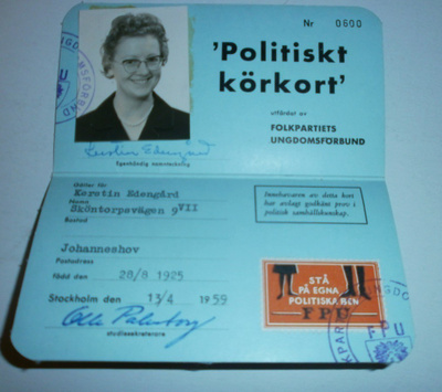"Poliittinen ajokortti" - Folkpartiet, 1959