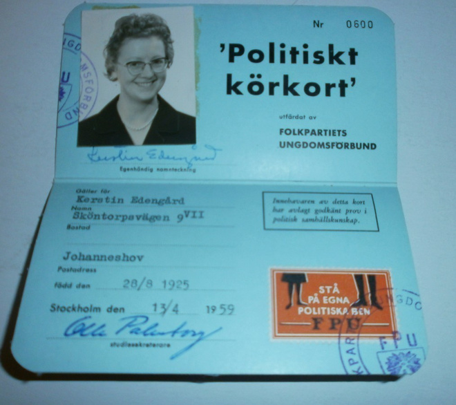 "Poliittinen ajokortti" - Folkpartiet, 1959