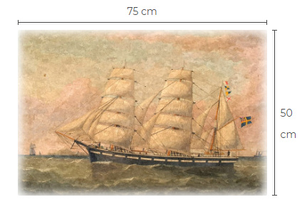 Uusi purjelaiva puutaulu koko noin 50 cm x 75 cm