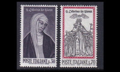 Italia 1122-3 ** Sienan Katariinan kanonisointi 500v (1962)
