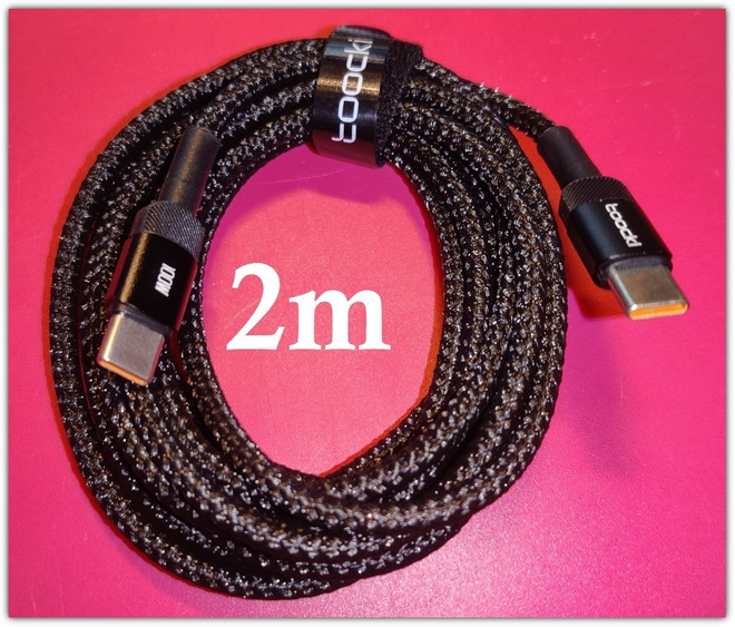 Musta punottu Toocki USB C - PD 100W kaapeli /2m #29688