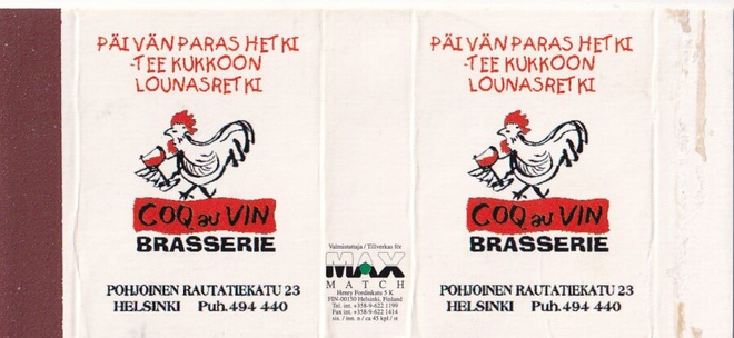 Helsinki, Coq au Vin, Brasserie.  s59
