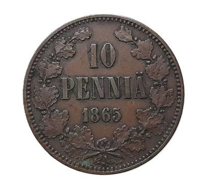 10 Penniä 1865 - Variantti 1.2 !?