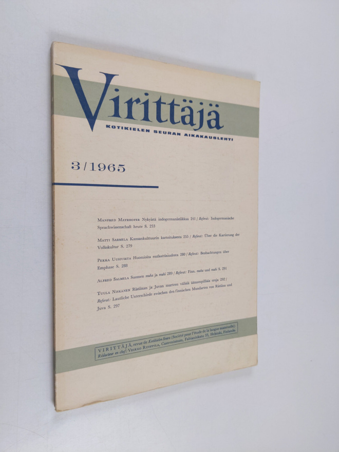 Virittäjä 3/1965 : Kotikielen seuran aikakauslehti