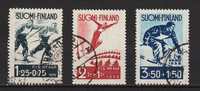 1938 F.I.S. Lahden hiihtokisa-merkit leimattuna