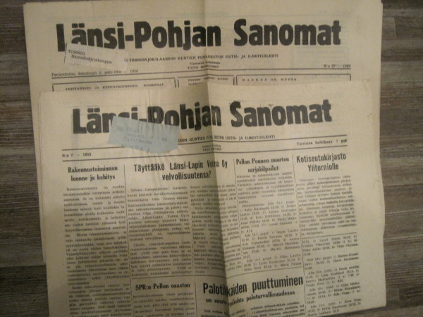 Sanomalehti: Länsi-Pohjan Sanomat 2 kpl