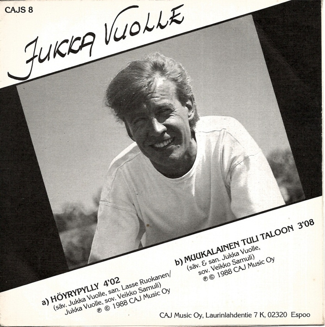 JUKKA VUOLLE: Höyrypylly / Muukalainen Tuli Taloo  7" kannet