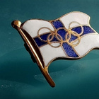 Olympiamerkki 30 luku, emalinen, Valmistajan leimalla - pikkukuva 1
