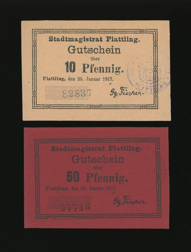 Saksa Notgeld 10, 50 Pfg, Plattling 1917
