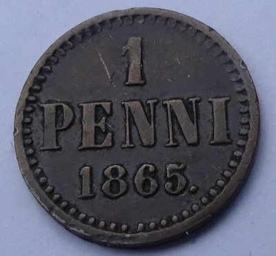 1865 1 penni tyyppi 2.1 kl6