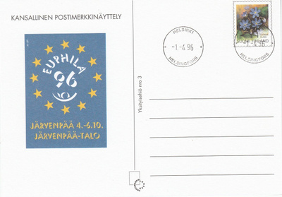 FDC, 1.4..1996, Postikortti EUPHILA 96,  YPK 3