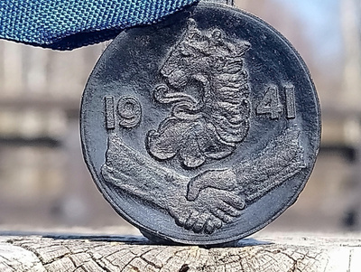 Bakeliitti Talkookunniamerkki. 1941. Halkaisija - 25 mm.