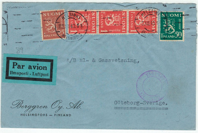 M30 1940 lentokirje Ruotsiin