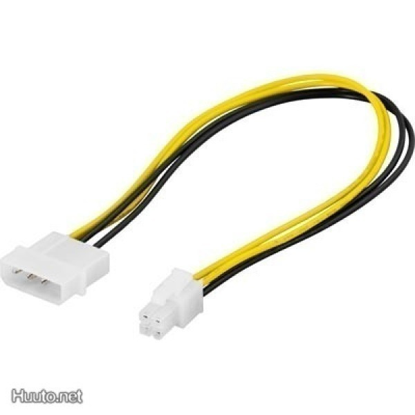 Deltaco Adapteri 4-pin Molex - ATX12V(P4), 30cm *UUSI*