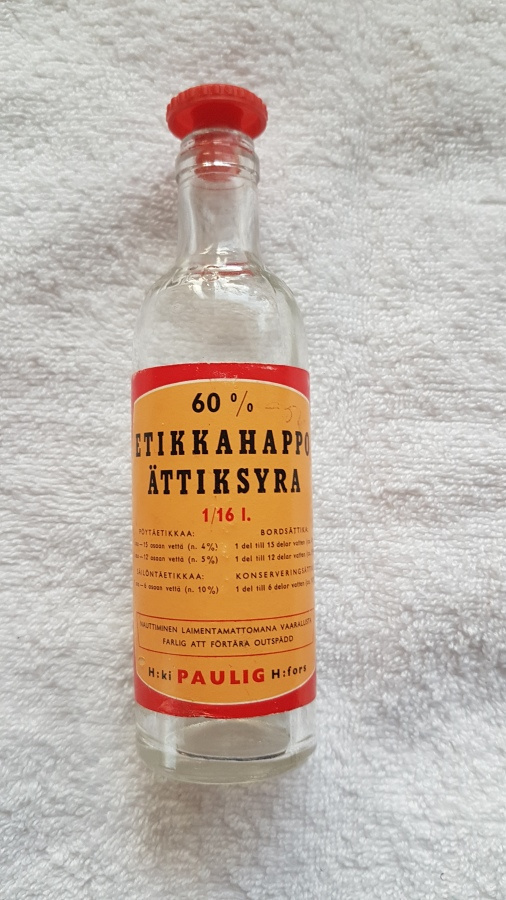 PAULIG H:ki. 60 % ETIKKAHAPPO 1/16 l. Lasipullo